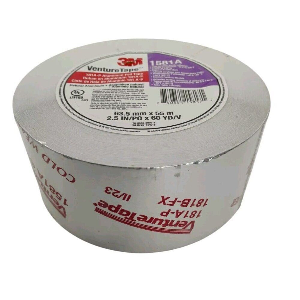 3M 1581A Cold Weather  Natural Aluminum Foil Tape 2.5 IN x 60 YD